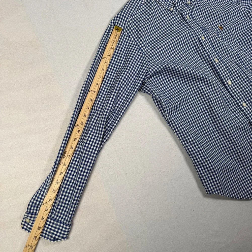 Polo Ralph Lauren Mens Classic Fit Gingham Button Down Shirt Navy Blue White L - Picture 7 of 10